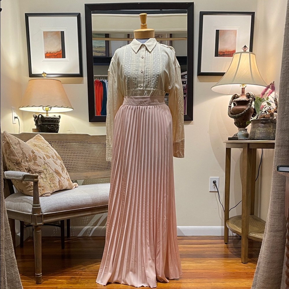 Pale Pink Pleated Maxi Skirt